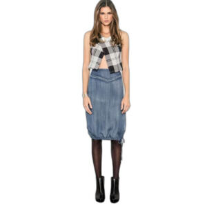 Standards and Practices Alexa Light Wash Indigo Tencel Drawstring Hem Skirt NWT